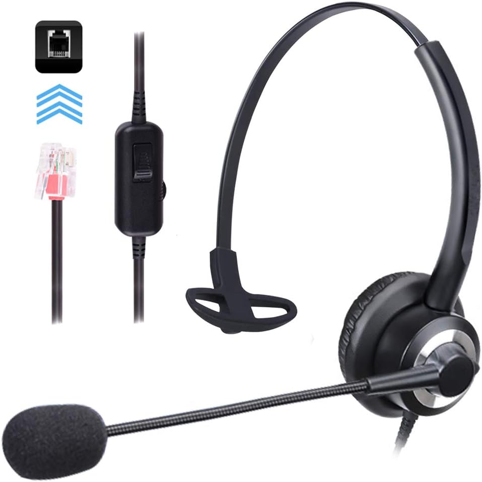 Telephone Headset, Corded Telephone Headset with Noise Cancelling
