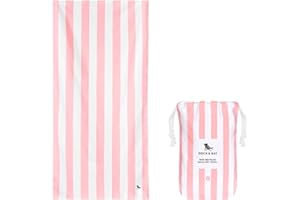 Dock & Bay Beach Towel - Quick Dry, Sand Free - Compact, Lightweight - 100% Recycled - Includes Bag - Cabana - Malibu Pink, M