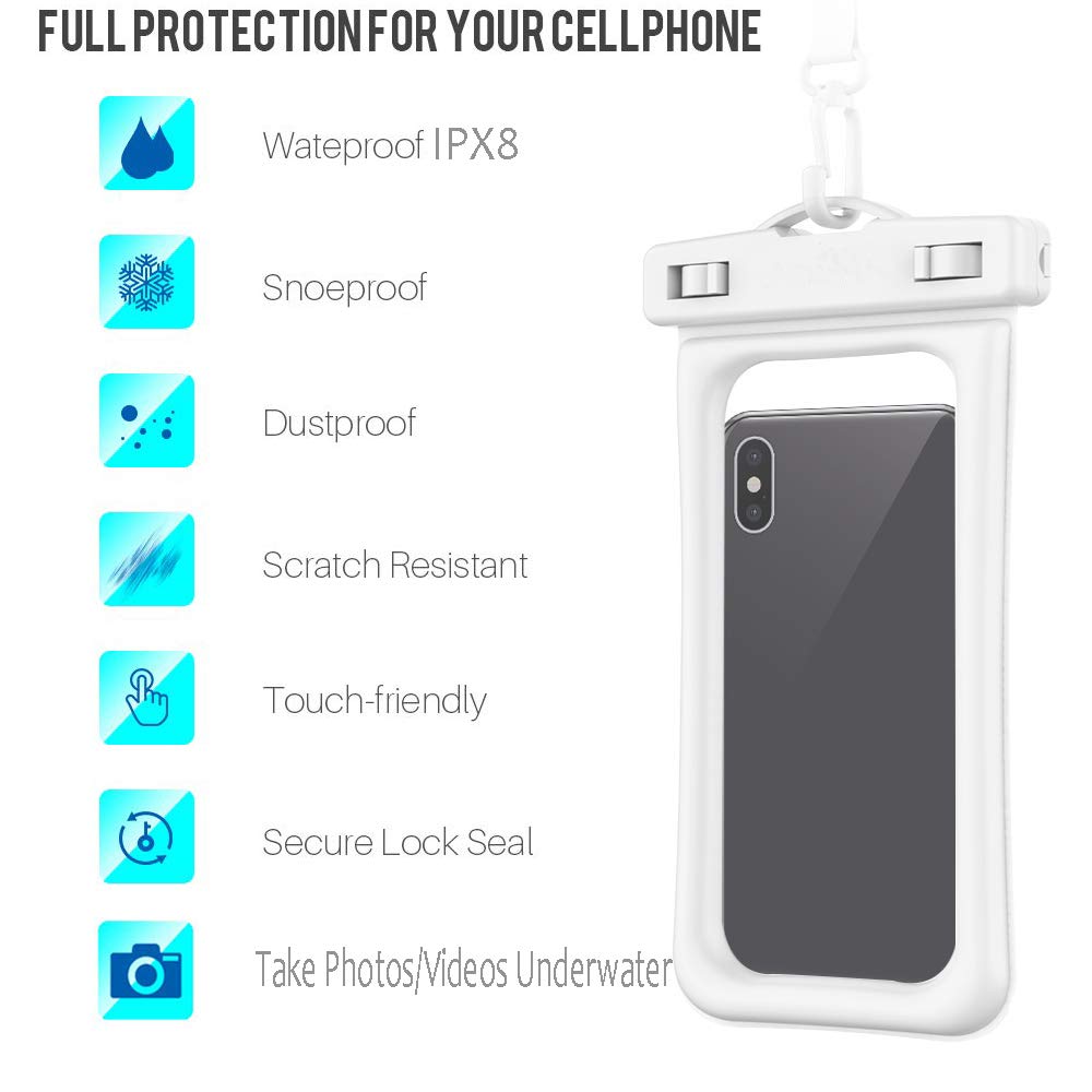 GLBSUNION Waterproof Phone Pouch Floating, IPX8 Universal Waterproof Case Underwater Dry Bag Compatible iPhone Xs Max/Xs/Xr/X/8/8plus/7/7plus Galaxy s9 Note 9/8 Google Pixel up to 6.5\