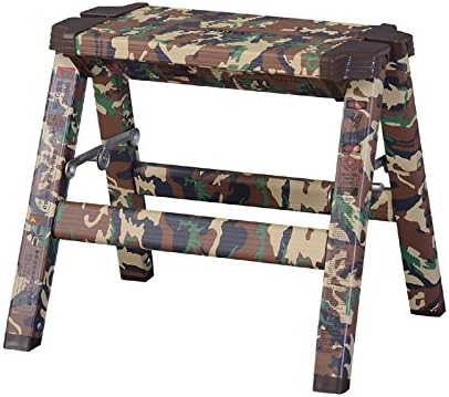 AZUMAYA PC-501 Folding Step 11.5" Inches Height Aluminum Frame Material, W13.0 x D11.0 x H11.5, Camouflage Green Pattern Printed Surface Finish