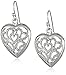 1928 Jewelry Silver Tone Filigree Fish Hook Heart Drop Earrings