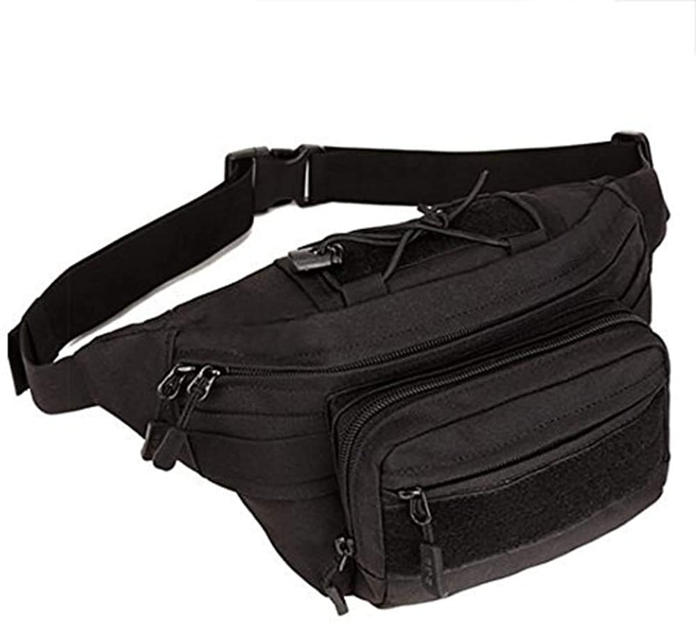 SYMALL Military Hiking Bum Bag MOLLE Tactical Waistpack Fanny Pack Waterproof Hip Belt Bag Pouch Outdoor Bushcraft Nylon Duffle Gear Waist Bag for Camping Fashing Travel, Black
