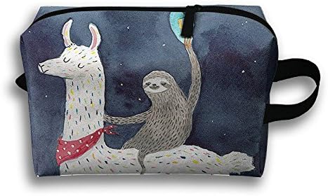 Sloth Riding Llama Painting Travel Pouch Storage Bags Baskets Cosmetic Makeup Bag (10 X 4.9 X 6.3)