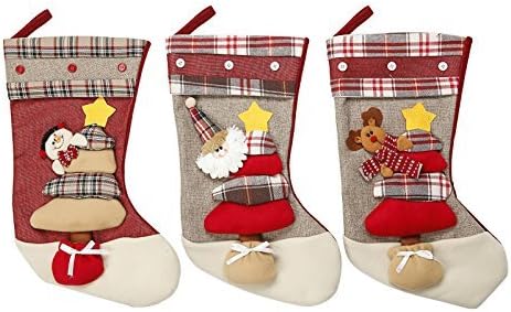 3 Pcs Christmas Santa’s Stockings Holder Set Decoration Gift Bag , 3D Cute Baby Christmas Stockings ( 18" Model 17122)