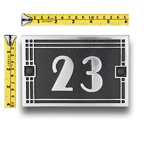 Art Deco Style House Address Plaque in Solid Cast Aluminium. This Hand Made in England Plaque is Created Especially for You to Your Specifications (155mm x 95mm)