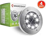 Marcoah Upgraded Solar Ground Lights Disk - Outdoor Waterproof Lights for Garden, Path, Landscape, Patio, Driveway, and Lawn - Easy No-Wire Installation | 8 LED (4 Pack)