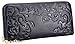 Heshe Women's Fashion Long Wallet Zippered Around Clutch Card Holder Money Clip Case Organizer (Black-E)