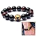 Merdia Men's Tiger Eye Stone Elastic Bead Bracelet with Loong Pattern