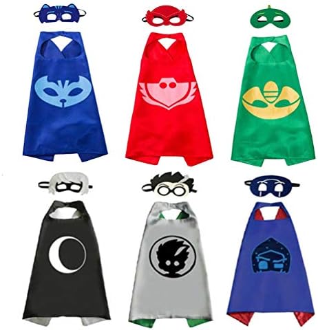 6 Sets Kids Masks Capes Superhero Costume Birthday Party Supplies for Girls Boys