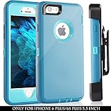iPhone 6S Plus Case,FOGEEK Protective Case Heavy Duty Cover Compatible for iPhone 6 Plus & iPhone 6S Plus 5.5 inch 360 Degree Rotary Belt Clip & Kickstand (Tea Blue/Baby Blue)