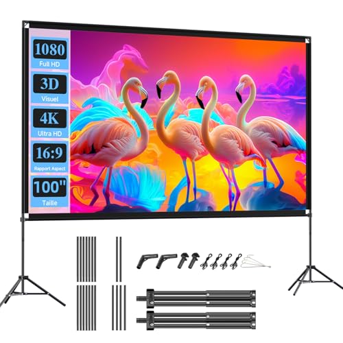 VISULAPEX 100 Inch Portable Projector Screen 16:9 4K HD Foldable Projector Screen with Carry Bag for Indoor Home Cinema Garden Cinema