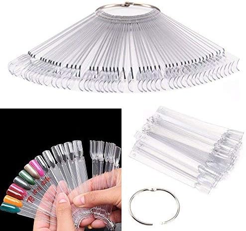 Ardisle 2 Packs of 50 X Nail Art Tips Colour Sticks Display Fan Practice Starter Clear Polish Wheel Hand, 1 count (Pack of 2) - Image 3