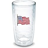 Tervis Made in USA Double Walled American Flag Insulated Tumbler Cup Keeps Drinks Cold & Hot, 16oz, Unlidded