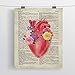 SUMGAR Vintage Prints Wall Art Human Anatomy Posters 8x10 Dictionary Unframed Prints Sechars - Abstract Human Brain Rib Cage Heart with Red Rose Painting Set of 3