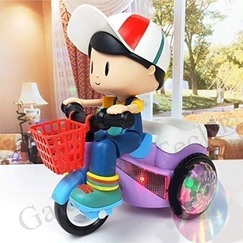 Sky Tech® Light and Sound Musical Stunt Bike Tricycle Bump and Go Scooter Toy – 4D Flashing Light Effects and Music Stunt Motorcycle with 4D Lights, 360 Rotation Movement Toy Review India (Iknoor World )