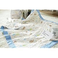 J-pinno Baby Whale Nursery Muslin Cotton Bed Quilt Blanket Crib Coverlet 43.5" X 43.5" (Whale)