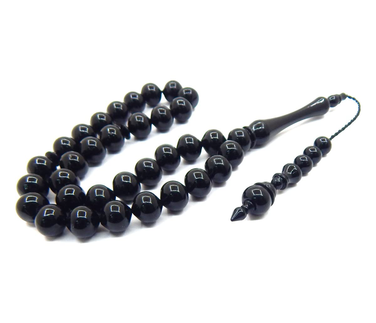 Perlin Tesbih Tasbih Tespih Misbaha Subha 33 Prayer Beads Muslim Islamic Rosary Prayer Worship Accessories Ottoman Black Onyx Effect Beads Ball 10 mm