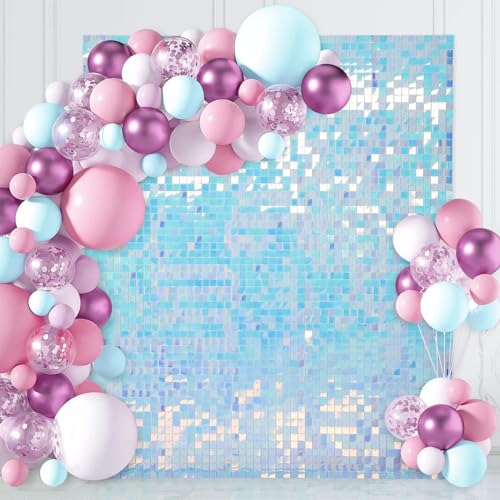 AM ANNA Sequin Wall Panels, 30PCS Shimmer Backdrop Stand, Rainbow Silver Square Decoration for Photo Backdrops, Party, Anniversary, Engagement