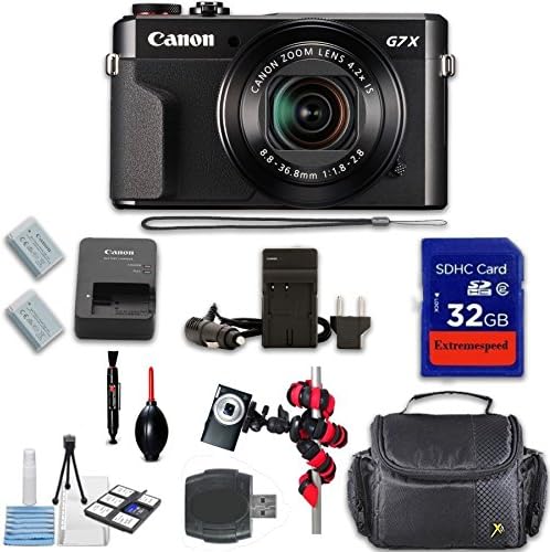 Canon PowerShot G7 X Mark II Digital Camera + Extremespeed 32GB High Speed Memory Card + High Speed Memory Card Reader + Spider Tripod + Camera Case and More