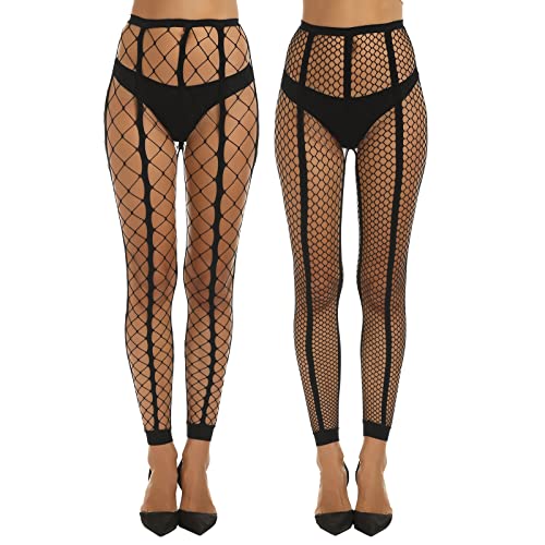 Yilanmy Women's Fishnet Stockings Sexy Tights Footless Black