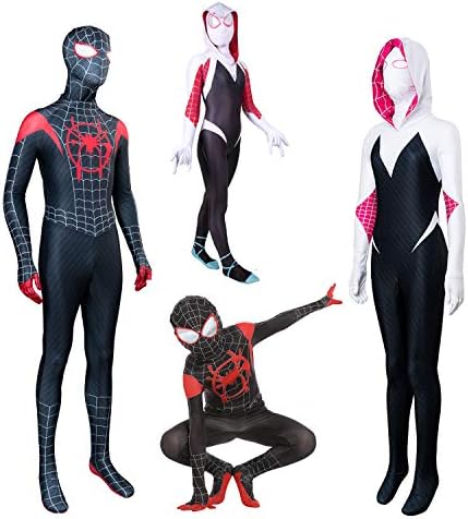 Kids Adult Miles Morales Costume Gwen Costume Bodysuit Superhero Cosplay Costume