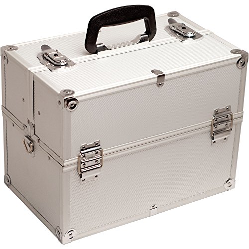 HIKER Makeup Case HK3501 Professional Artist Train, 4 Trays with Adjustable Dividers, Locking, Silver Dot - Thumbnail 2