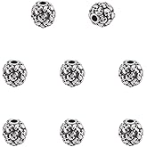 UNICRAFTALE 8Pcs Barrel Skull Beads, Stainless Steel, Silver, Tibetan Style, Large Hole, 2.5mm Hole, 10mm Size, Perfect for Jewelry Making and Decorative Items