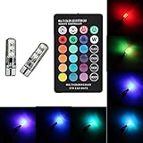 Aukora 2x T10 6SMD 5050 RGBW LED Car Interior Reading Lights Super Bright 16-Color Changing Width Lamp Wedge Side Light with Wireless Remote Control