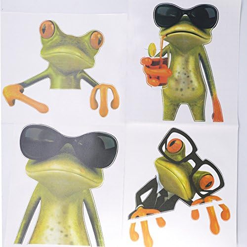 Removable Creative 3D Peep Frog Funny Car Stickers Truck Window Decal Graphics Sticker, 4 Different Styles Cut Wall Decals Kids Room Decorations Art Décor Stickers Nursery Christmas Gift