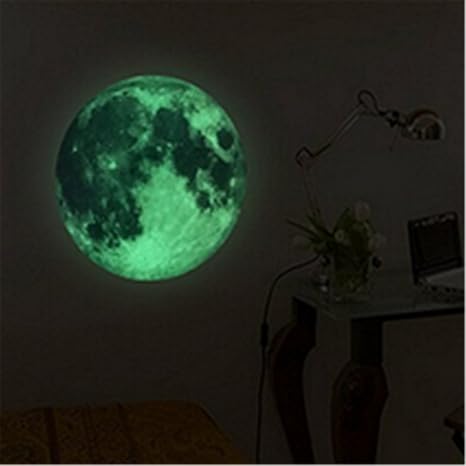 Amazon Pinking ウォールステッカー 壁紙 お部屋を暗くすると光る 蓄光 月 装飾 夜光 宇宙 直径24cm ウォールステッカー オンライン通販
