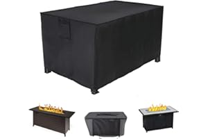 Coverfml Fire Pit Cover, Outdoor Fireplace Cover,Waterproof 600D Outdoor Rectangular Fire Fit Table Cover Deck Box Protector (48*28*24Inch)