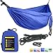 Golden Eagle Double Camping Hammock Set - Incl. 2 carabiners and 2 ropes - 118 x 78 in - 600 lbs load - Top Rated Best Quality Lightweight Parachute Nylon 210T. 2 YEARS-WARRANTY.