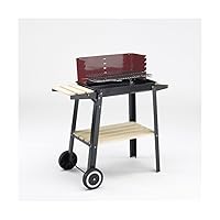  Holzkohlegrill Landmann XL schwarz Balkon Camping Garten Picknick ✔ Rollen ✔ Seitentisch links ✔ eckig ✔ rollbar tragbar ✔ stehend grillen ✔ Grillen mit Holzkohle ✔ mit Station ✔ mit Rädern 