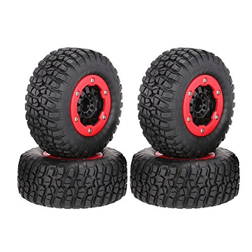 LAFEINA 110mm Tire and Wheel Rim Set for 1/10 Short Course Truck Traxxas Slash Redcat Blackout