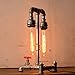 Designer Edison Vintage Style Industrial Steampunk Craftsmanship Interior Retro Pipe Table/Desk/Bedside Lamp (Double Lights)