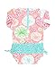RuffleButts Baby/Toddler Girls Long Sleeve One Piece Swimsuit - Tropical Garden with UPF 50+ Sun Protection - 6-12m