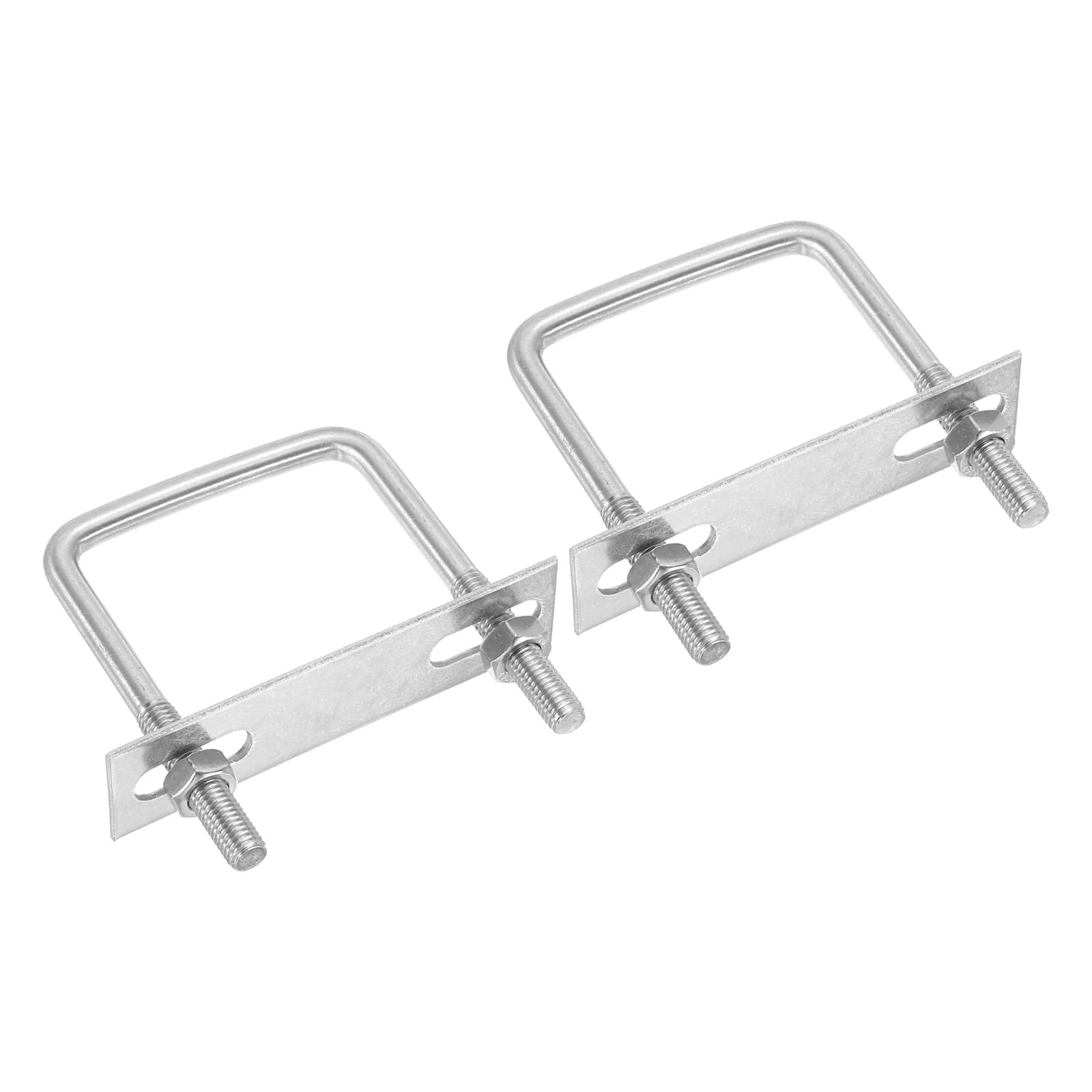 PATIKIL M8x60x60mm Square U-Bolts Kit, 2Set 304 Stainless Steel Square U Shaped Bolts Replacement Parts with Frame Plates and Nuts for Ski Board Sailboat Trailer