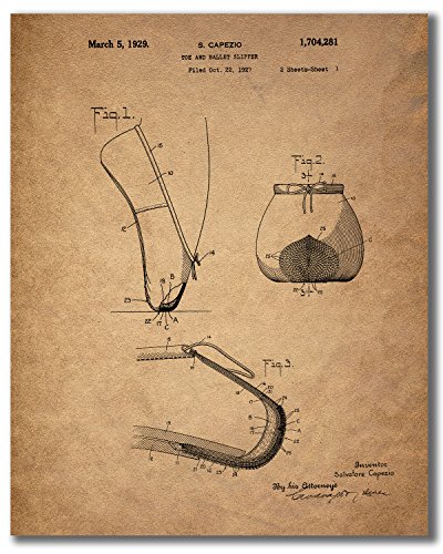 Ballet Dance Patent Prints - Set of Four 8x10 Vintage Wall Art Decor Photos Slipper Leotard Tutus Bar - Thumbnail 2