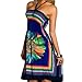 ACVIP Women's Flower Printed Halter Short Beach Dresses Blue (US0=China M)