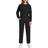 Weintee Women's Petite Sweatsuits Button Front Lounge Sets Jogging Suits for 5 FT Short