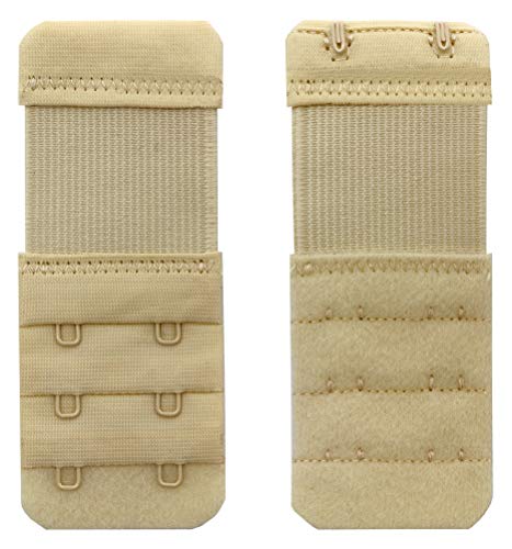 Bra Extender 2 Hook,Stretchy Soft and Comfortable Bra Strap Extender - 4 pcs Pack (Beige)