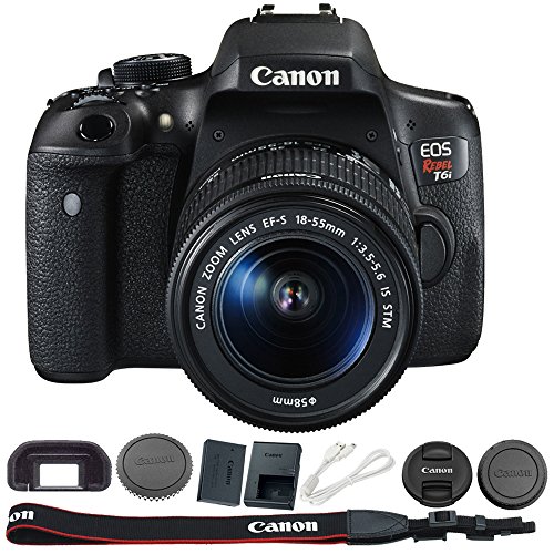Canon T6i EOS Rebel DSLR Camera with EF-S 18-55mm f/3.5-5.6 is II Lens and Two (2) 16GB SDHC Memory Cards (32GB Total) Plus Triple Battery Tripod Cleaning Kit Accessory Bundle