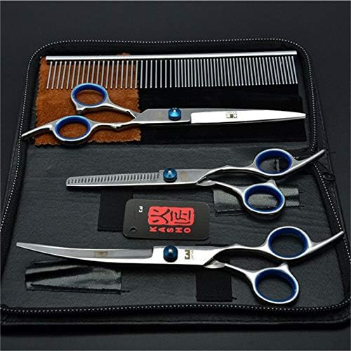 1 piece Suit 7 19.5cm JP Kasho Blue Screw Pets Hair Scissors Thinning Shears Cutting Scissors Dogs Flur Clipper Scissors Add Bag H3001