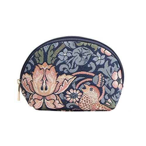 Signare Italian Tapestry Handbag SET with Handbag, Cosmetic Case, Glass Case "Strawberry Thief"
