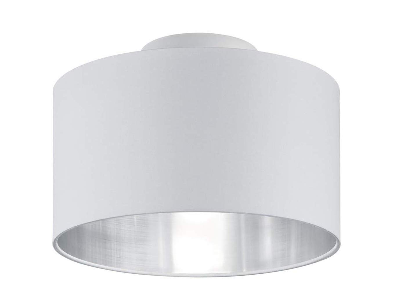 Trio Leuchten Hostel 608200289 Ceiling Light, Metal, Fabric Shade, White/Silver