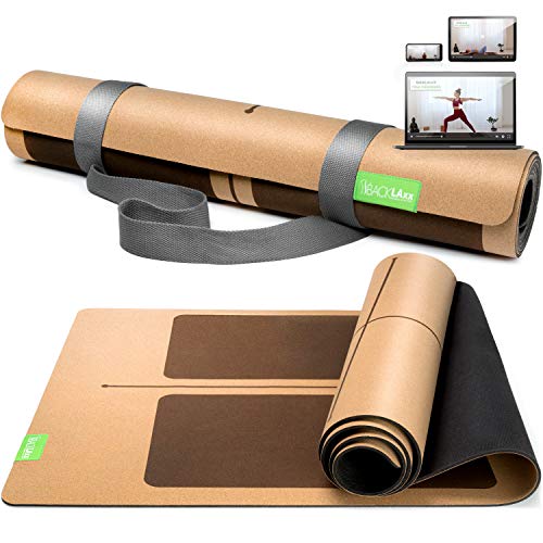 BACKLAXX® Yogamatte Kork mit Naturkautschuk, rutschfeste Korkmatte 4 mm