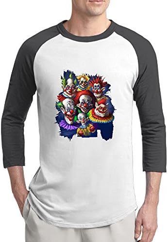 Men's 3/4 Sleeve Killer Klowns Raglan Shirts Retro Baseball Tees
