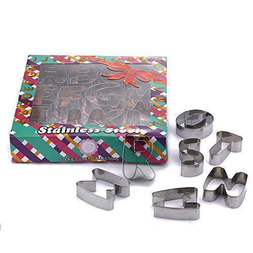 Large Alphabet Cookie Cutters Set, Stainless Steel Letters Cookie