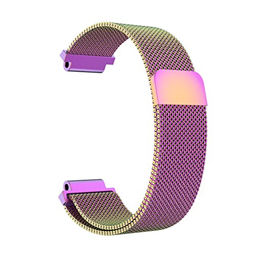 Garmin Vivoactive Acetate Watch Band, MoreToys Milanese Loop Stainless Steel Replacement Wristband Bracelet Strap for Garmin Vivoactive Acetate Sports GPS Smart Watch (Purple) - Thumbnail 2