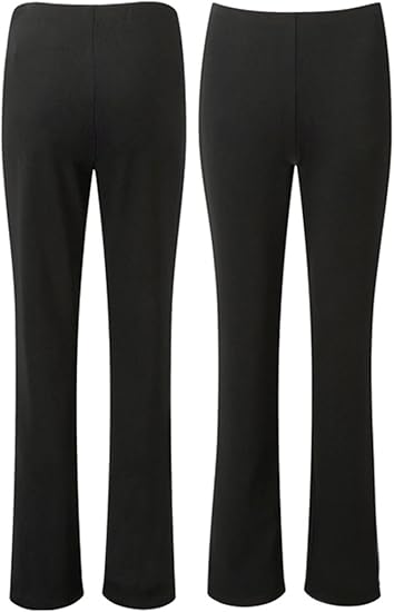 black bootleg stretch trousers